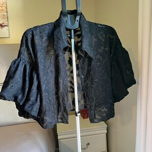 Black Sheer Cropped Blouse